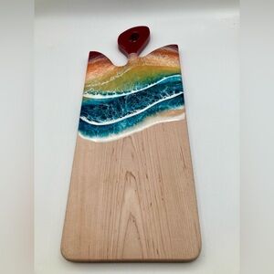The Rustic Craftsman Ocean Wave Wood Charcuterie Serving Cutting Board Art